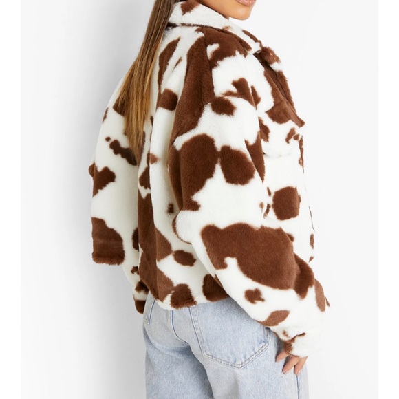Brown cow print jacket Clearance